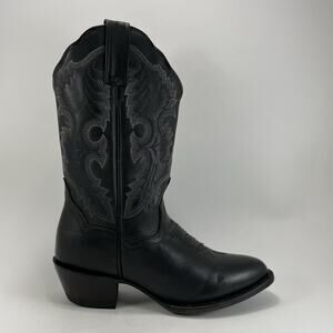 Dan Post 4165 Western Boots Womens Size 6.5 Black Leather, Snip Toe Angled Heel